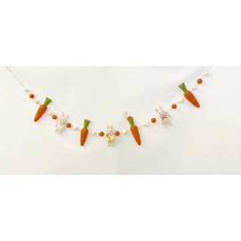 Awesome Bros Craft Handmade Wool Rabbit and Carrots Pom Pom Garland-100% Natural Wool-Easter Garland Fun Party Decorations Easter, Spring Birthdays (Easter A)