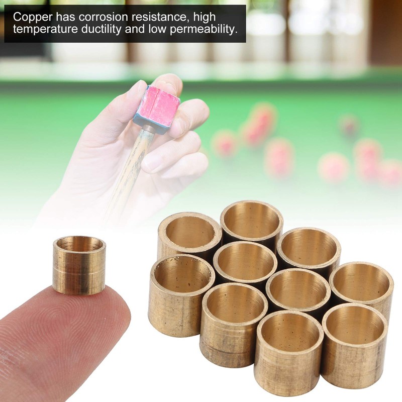 10pcs/Set Brass Cue Tip Snooker Billiard Cue Copper Ferrules Repair