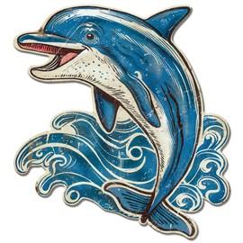 GLOBLELAND Vintage Metal Dolphin Tin Sign Retro Swimming Dolphin Plaque Poster Metal Wall Decorative Tin Signs for Home Room Office Garden Seaside Cafe Decoration