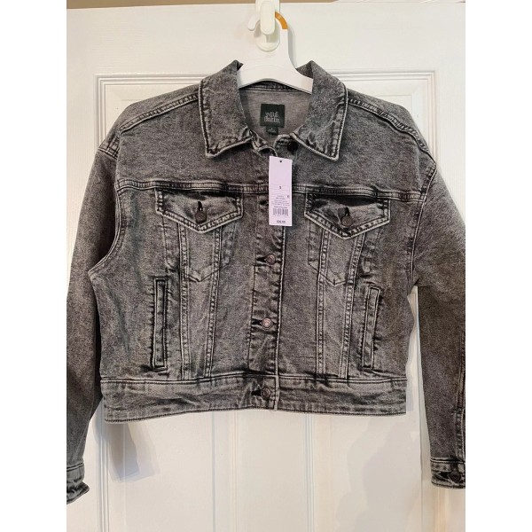 Wild Fable Cropped Denim Jean Jacket Stone Washed Size S