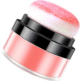 Rubor Suelto para Mejillas con Brocha y Cojín de Aire, Control de Aceite y Tono Coral, Ideal para Maquillaje Diario en Mujeres
