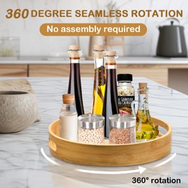 PANDAWOOD Lazy Susan Turntable Organizer 12 inch - Lazy Susan for Table Top, Countertop, Dining Table, Pantry - Kitchen Cabinet Organizersan (Bamboo)