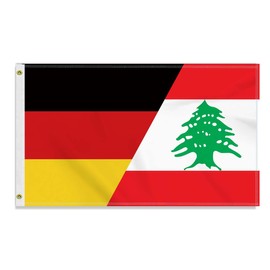 Large 90 x 150 cm Germany Lebanon Flag, Large 150D German Lebanon Friendship Banner, Durable Germany Flag Doube Side Print Decor Brass Eyelets Large Lebanon