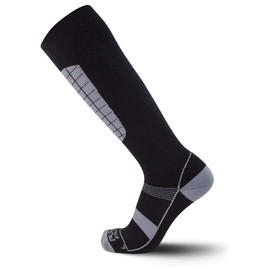 Pure Athlete Alpine Ski Socks Wool Snowboard and Skiing Warm Midweight Socks Merino Men and Women (S/M, 1 Pair - Black/Grey)