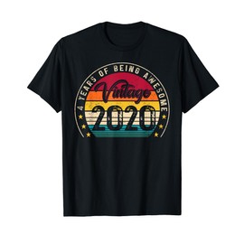 Vintage 2020 4th Birthday Gifts 4 Years of Being Awesome T-Shirt