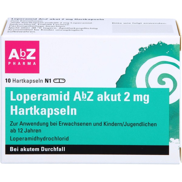 Nicht vorhanden Loperamid AbZ akut 2 mg Hartkapseln, 10 St