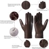 Harssidanzar GMEU006 Men's Leather Gloves Comfort Cashmere Lined, brown