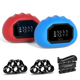 Funny Palm Grip Strength Tester Trainer - Strength Dynamometer Rechargeable Hand Exercising Device for Hand and Finger Grip Tester with Finger Exerciser Stretcher Workout Equipment Blue Red