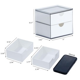 Yesesion 3 Pack Mini Drawer Organizer for Desk, Plastic Storage Container for Art Crafts, Jewelry Making Kits, Beads, Paperclips, Crayons, Lipsticks Holder, Bathroom Countertop Container, 6 Drawers