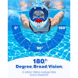 Urmaxs Diving Mask, Full Mask, Children, 180° HD Anti-Fog & Anti-Leak Snorkel Mask, Diving Goggles, Diving Mask, Snorkel Set for 4-12 Years Children