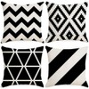 4 PCS Throw Pillow Case Pillows Cushion Cover Black and