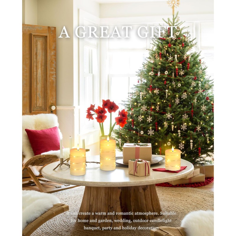 Da by Flameless Candles with String Lights, Battery Operated Candles
