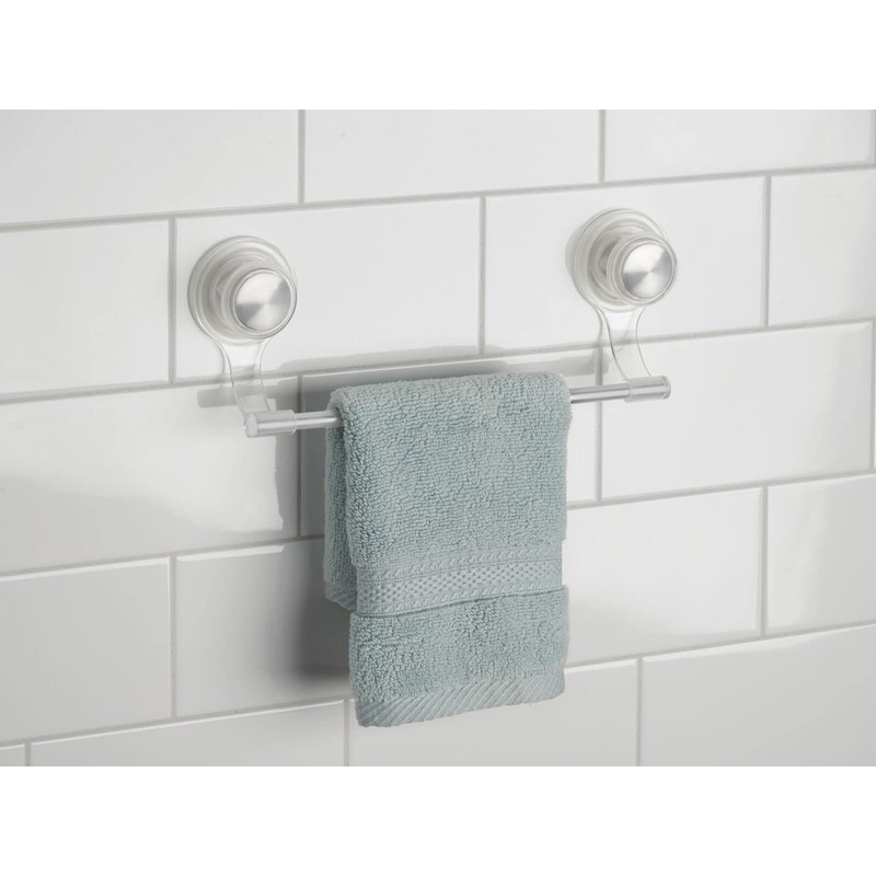 mDesign Strong Suction Wall Mount Plastic/Metal Wash Cloth Hand Towel