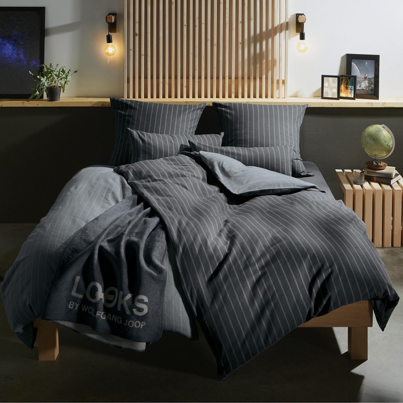 Looks by Wolfgang Joop Bed Linen Mako Satin Anthracite Silver