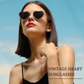 D Lolylad Polarized Heart Sunglasses for Women Cute Heart Shaped Sunglasses,Fashion Lovely Style Metal Frame UV400 Protection Lens