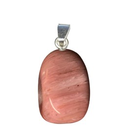 KRIO® - 1 x Thulite Palm Stone Pendant with Silver Eyelet