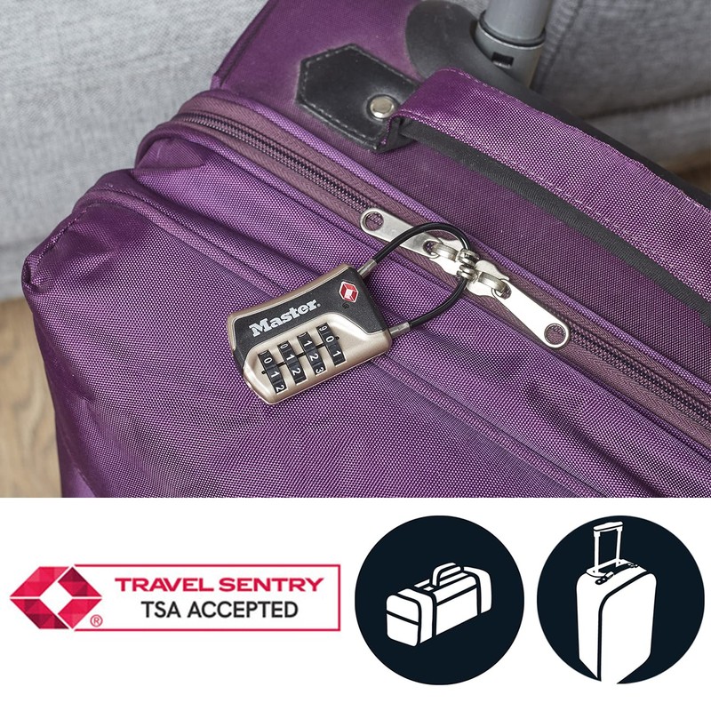 Master Lock 4697EURDNKL Combination Travel Padlock TSA Certified, Nickel, 9,3