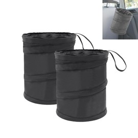 Car Trash Can, 2 Packs Mini Collapsible Pop-up Car Garbage Can, Waterproof Hanging Trash Bag with Velcro, 1 Gallon Black Car Trash Bin for Travel, Picnic & Camping