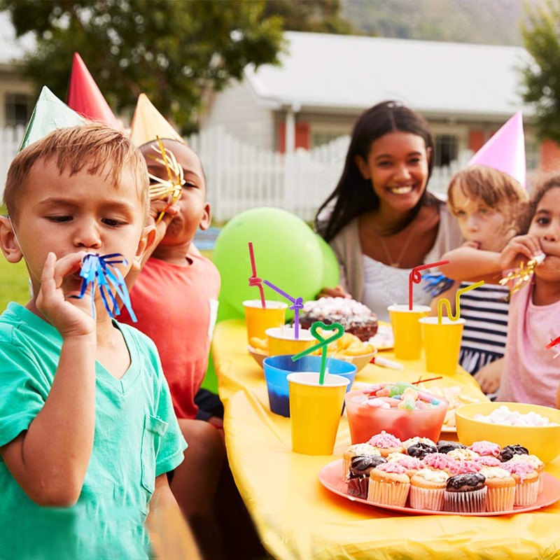 200 Pcs Colorful Plastic Long Flexible Straws.(0.23'' diameter and 10.2"