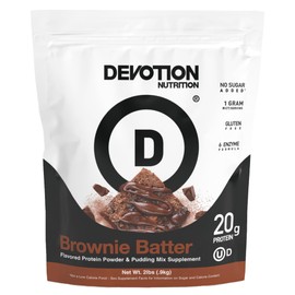 Devotion Nutrition Protein Powder Brownie Batter – 20g Whey Isolate & Casein Protein Blend – No Added Sugar, Low Carb, Gluten-Free, Keto-Friendly, 1g MCT, Kosher – 2lb Pouch