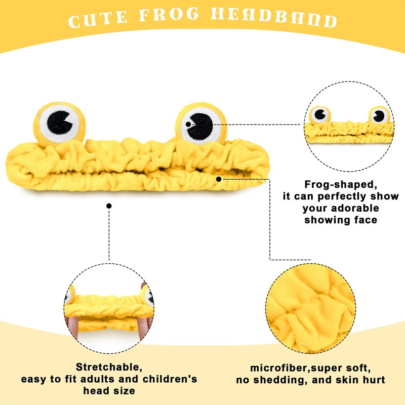Jowmoy yellow Frog Eye Elastic Headband - Versatile for Spa,