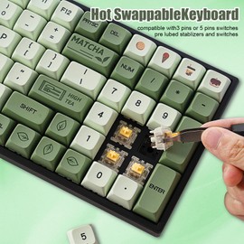 BOYI TK96 96% RGB Hot Swappable Triple Mode Keyboard,2.4Ghz/BT 5.0/Wired N-Key Rollover Compact Yellow Switch Mechanical Gaming Keyboard(Zoological&Botanical Gardens XDA Keycaps)