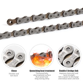 Bicycle Chain, 116 Links, 9-Speed Bike Chain, Cycling Chains, Durable Bicycle Chain for Road Bike, Mountain Bike