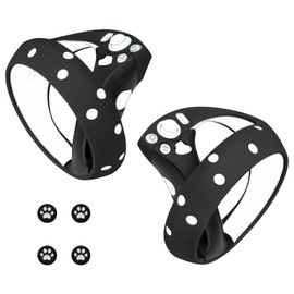 Geekria Upgraded Controller Cover Compatible with Sony PS VR2, Anti Fall Protective Cover for VR Accessories, Soft Ring Grips, Unibody Design, Touch Controller Grip Cover (Black)