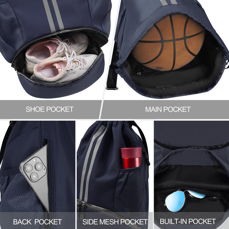 CHEPULA Drawstring Gym Bag, Large Sports Backpack String Swim Drawstring