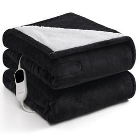 Heated Electric Blanket Blanket - Electric Throw Blanket 62"x84" for Bed- Heated Blanket with 5 Heating Levels& 4 Hours Auto Off for Couch Home Office - Soft Heating Blanket for Full Body(Black)