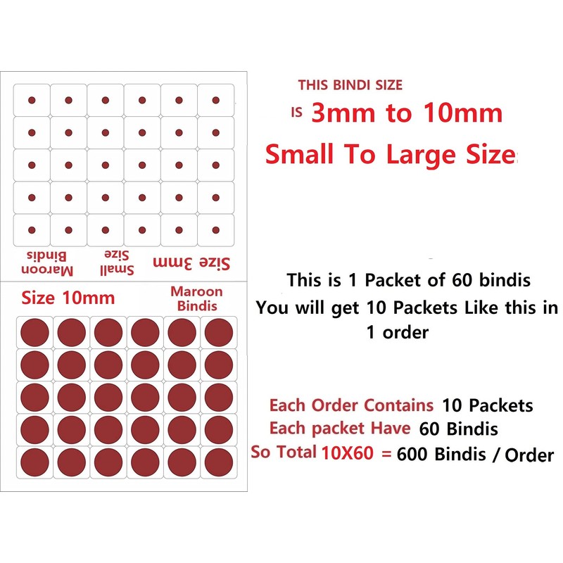 Vama Fashions Forehead maroon All Size Bindis for Ladies Bindi
