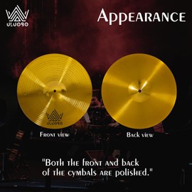 ULUOBO 14 inches Crash Cymbal, Practice Cymbal for Drum set (1piece, Gold)