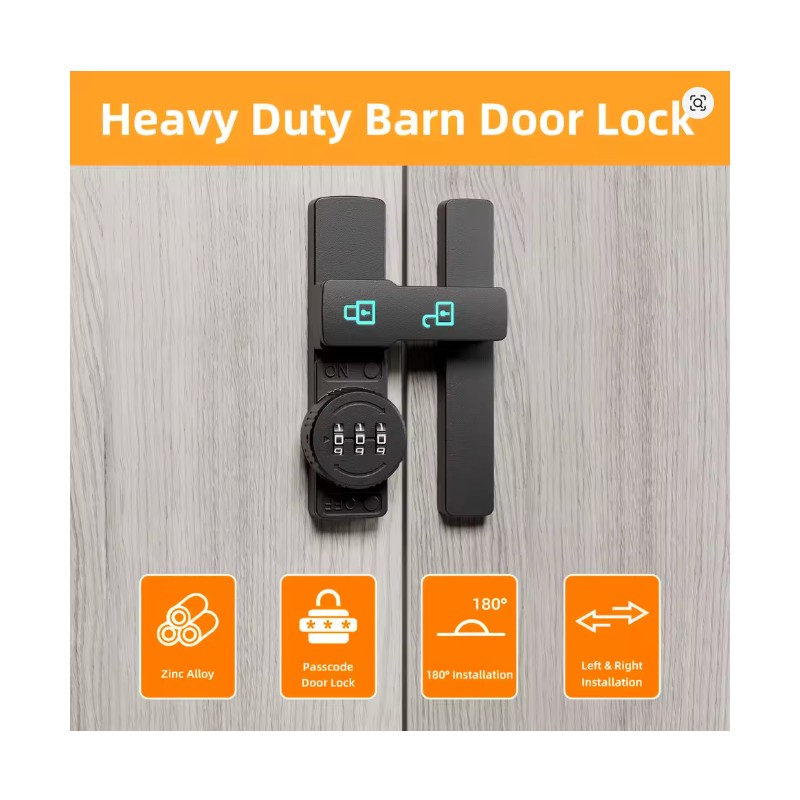 Toolzia Sliding Barn Door Lock - 3-Digit Combination Deadbolt