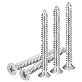 DTGN 25Pcs #10x2" Flat Head Wood Screws, 304 Stainless Steel Phillips Self Tapping Screws - Good for Woodworking, Furniture - Silver