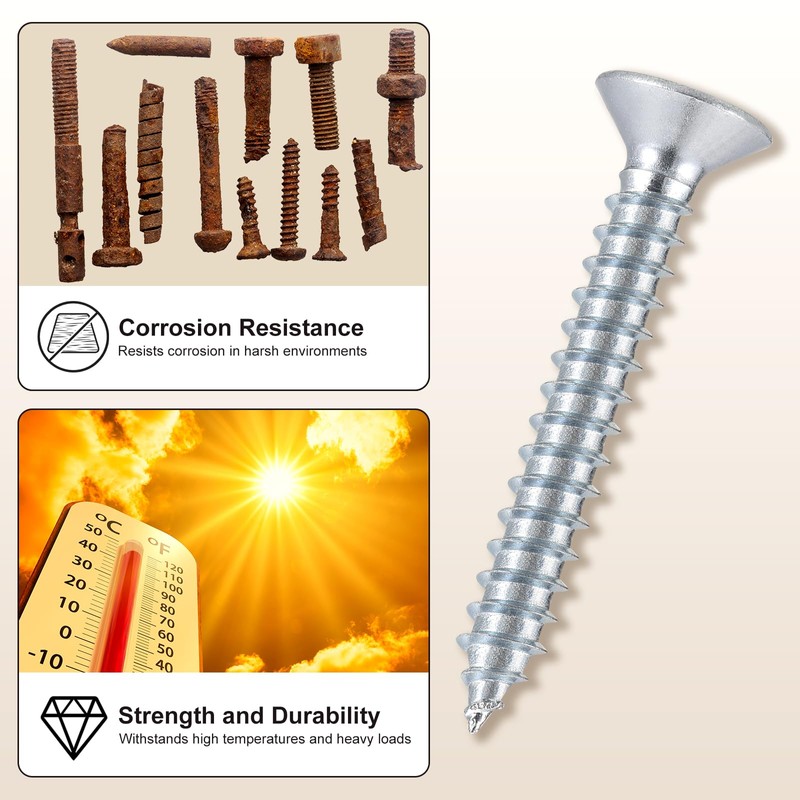 METALLIXITY Countersunk Phillips Wood Screws (#6x1) 50Pcs, Carbon Steel Coarse