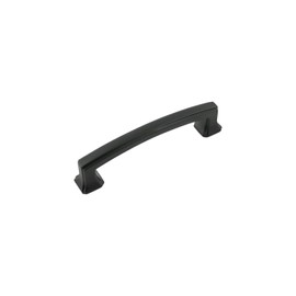 Hickory Hardware 1 Pack Solid Core Kitchen Cabinet Pulls, Luxury Cabinet Handles, Hardware for Doors & Dresser Drawers, 3-3/4 Inch (96mm) Hole Center, Matte Black, Bridges Collection