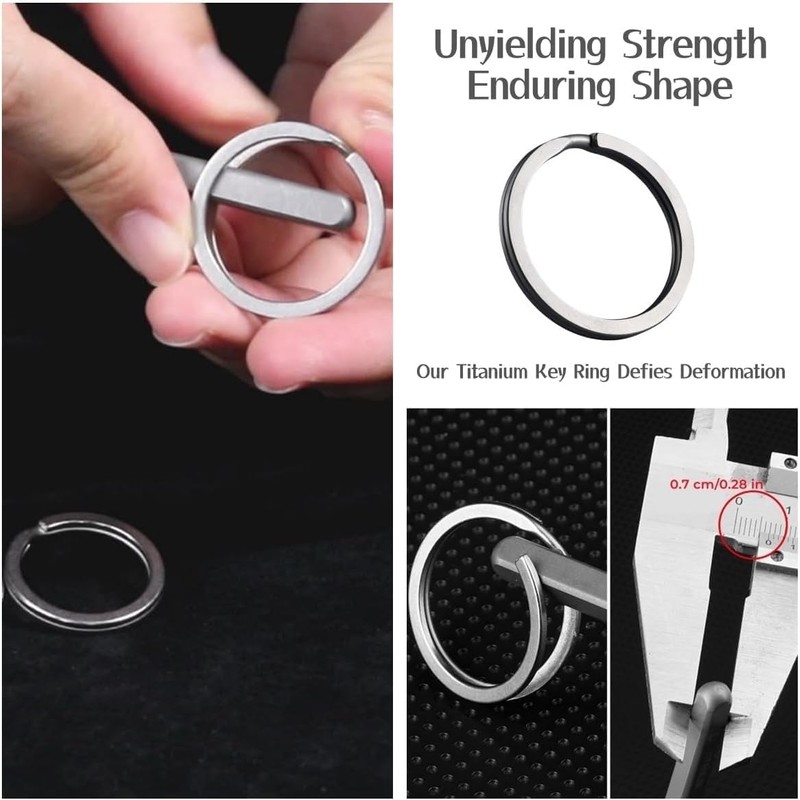 CAAK Titanium Keychain Double Ring, Lightweight, Outer Diameter: 10 mm/12