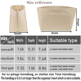 Lckaey Purse Organizer Insert for longchamps bags for women(Large) Handbags Organizer 1012BEIGE-L