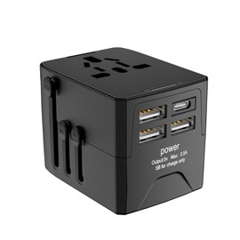 Travel Adaptor Worldwide, Universal Travel Plug with 6 AC Socket, 3.5 A USB Smart Output, 3 USB A + Type C International Socket Adapter