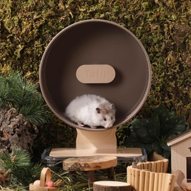 Quiet Hamster Wheel 10.2 Inch Dual-Bearings Silent Small Animals Running Exercise Wheel Height Adjustable for Syrian Dwarf Hamsters, Gerbils, Rats, or Other Small Pets, Nut Brown