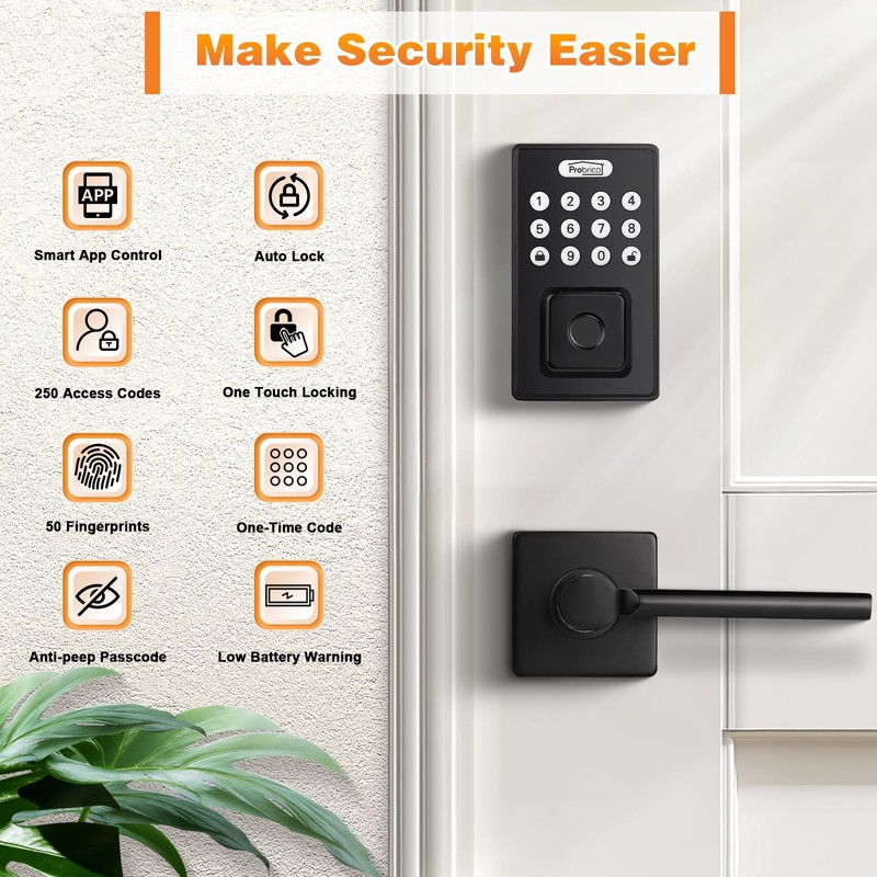 Probrico Smart Door Lock for Front Door Keypad Lock with