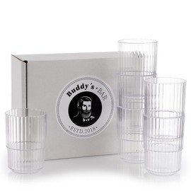 Buddy's Bar Set of 6, High-Quality 220 ml Tritan Plastic Drinking Cups, BPA-Free, Stackable, Shatterproof, Reusable and Dishwasher Safe