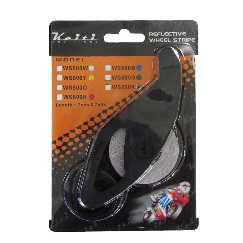 Keiti Motorcycle Reflective Wheel Stripe with Dispenser Fluorescent Yellow WS800FY