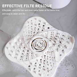 Prevent Blockage, Silicone Floor Drain Filter, Built-in Suction Cup Bathtub Drain Cover, Easy to Install Suitable for Bathroom Bathtub Kitchen White Four Pack