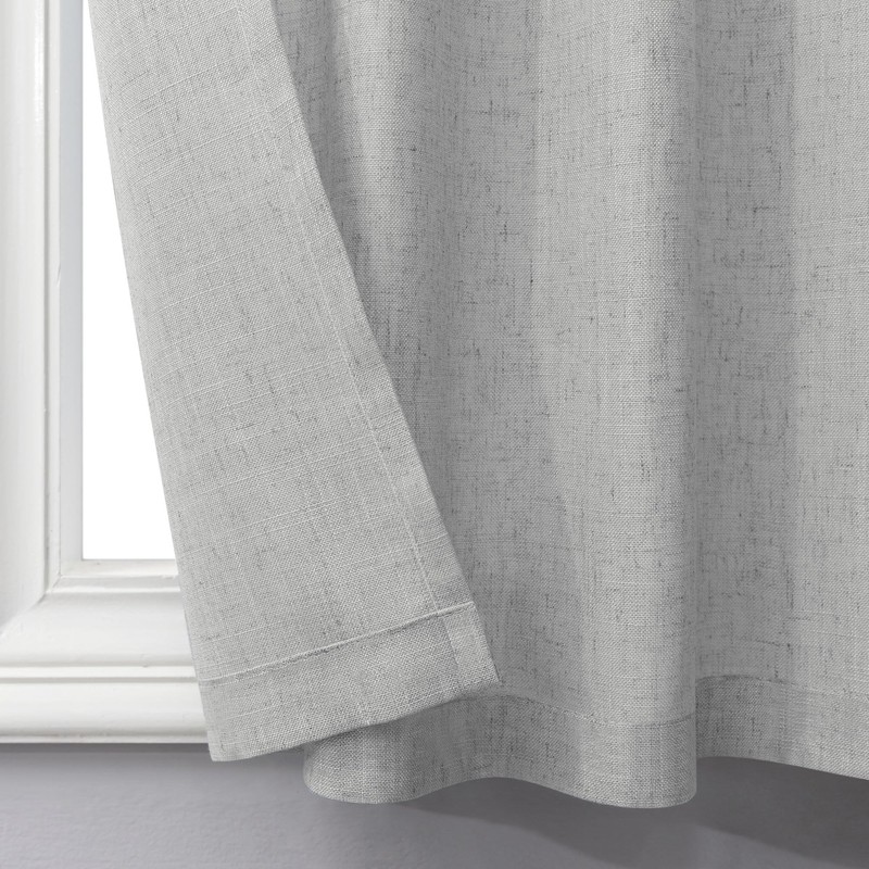Pitalk - Cortina transparente de lino gris para cocina, 52