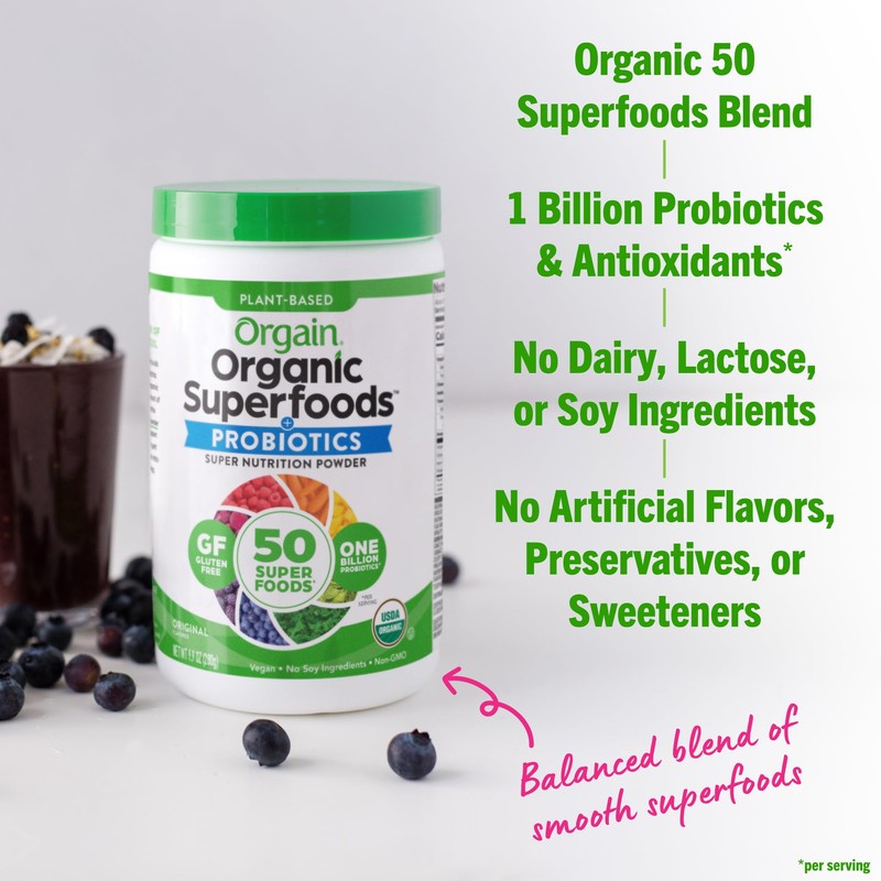 Orgain Organic Greens Powder + 50 Superfoods, Original - 1