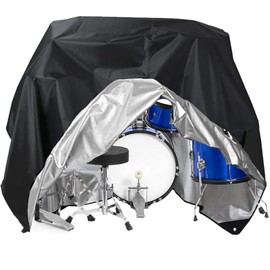 Drum Set Dust Cover Skyour Black Large Electric Drum Kit Covers Waterproof Anti UV Outdoor Musical Instruments Drum Set Accessories Bags Cover with Sewn-in Weighted Corners