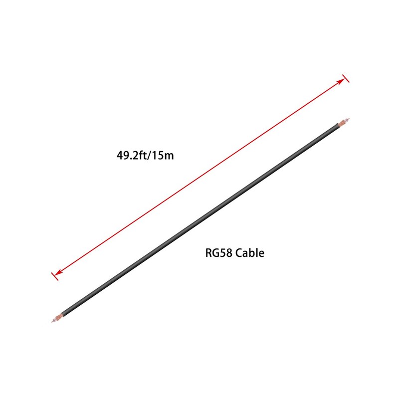 Vecys RG58 RF Coaxial Coaxial Cable 49.2FT/15M