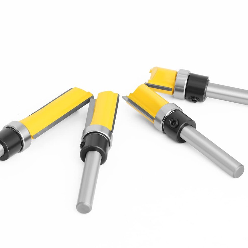 Bohaner 4 Pcs 1/4 Inch Shank Flush Trim Pattern Router