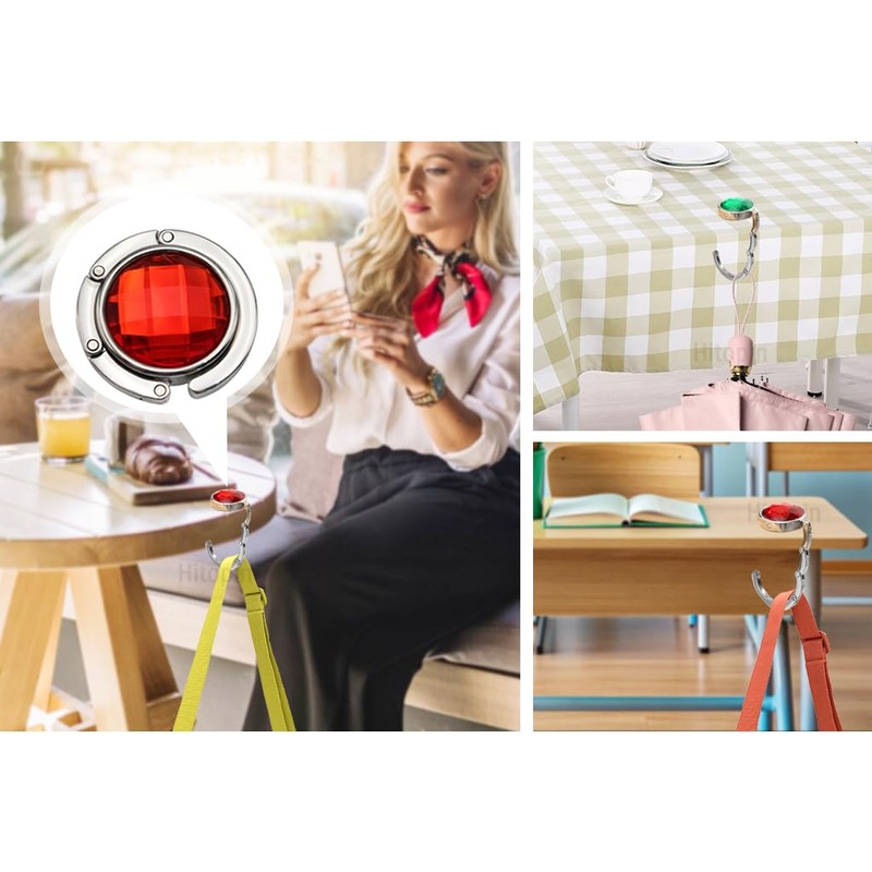 Hitopin Pack of 8 Portable Hooks for Handbag, Handbag Holder,